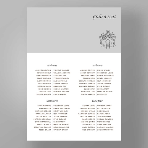 Show details for Monochrome Romance - Table Plan