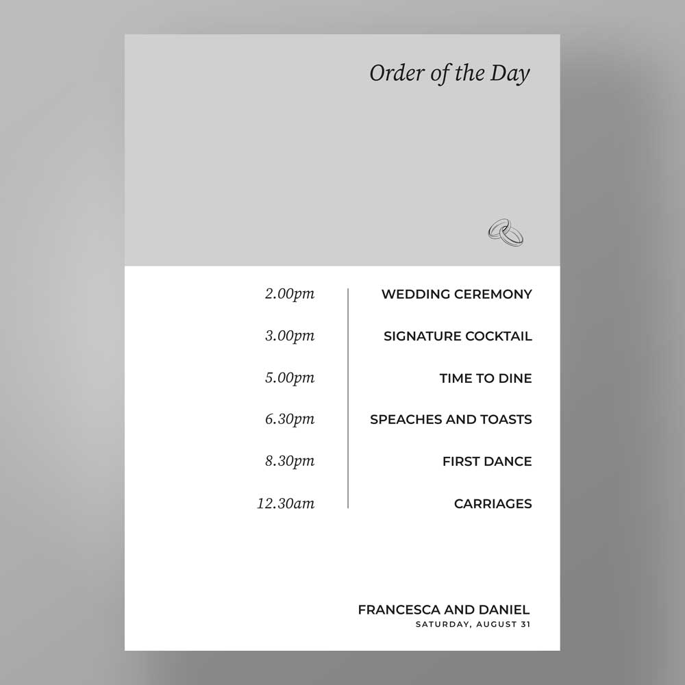 Show details for Monochrome Romance - Order of the day