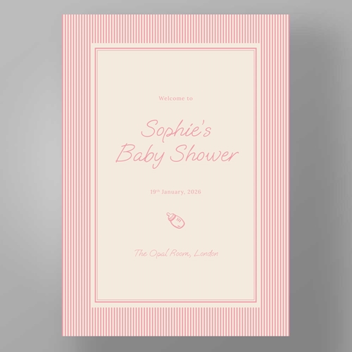 Show details for Blush Pinstripe Baby Shower - Welcome Board