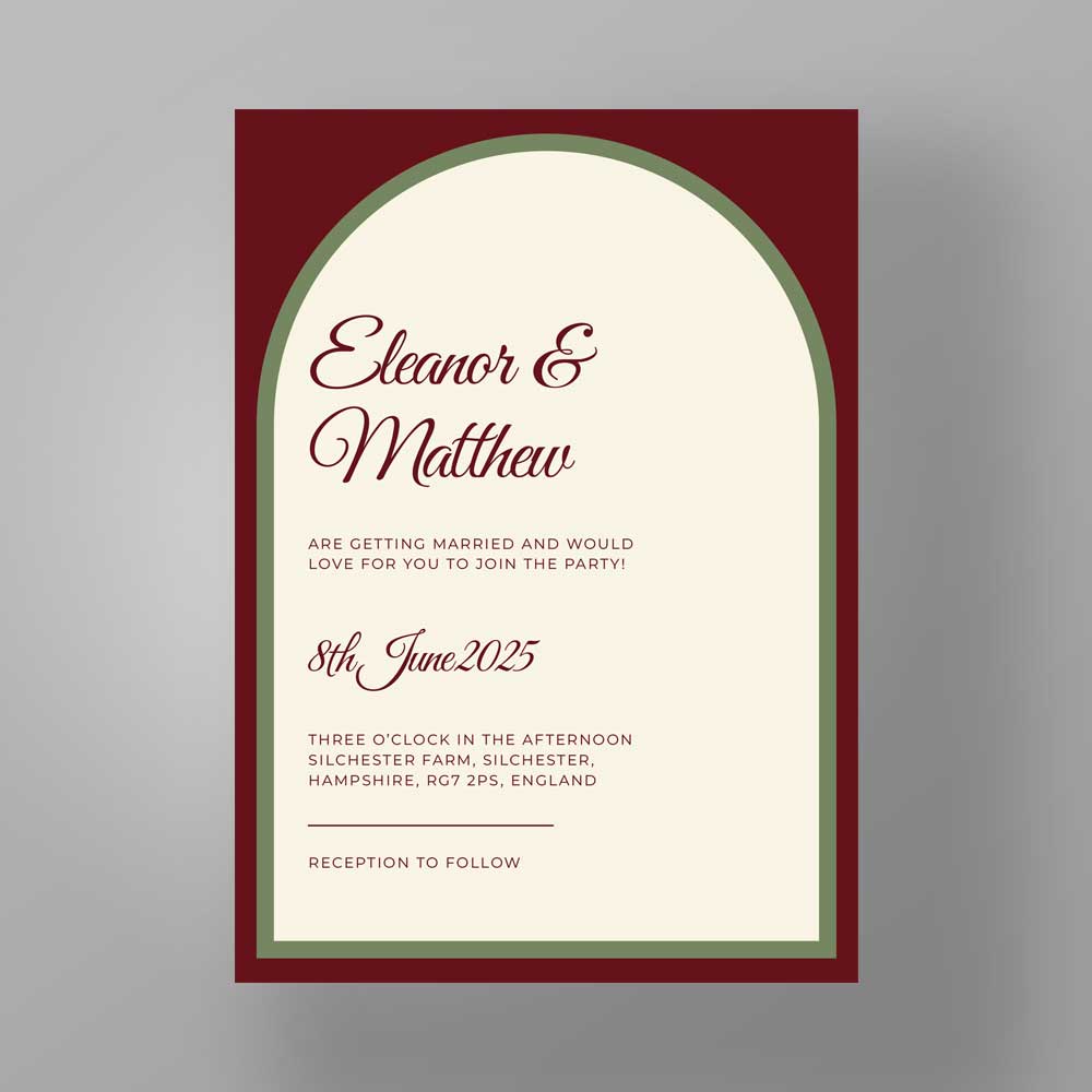 Show details for Merlot Moss - Wedding Invite