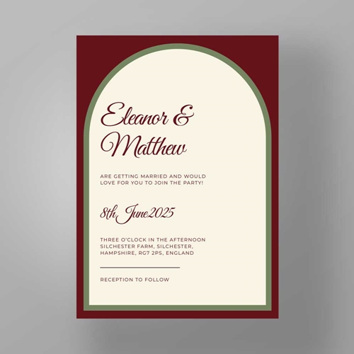 Show details for Merlot Moss - Wedding Invite