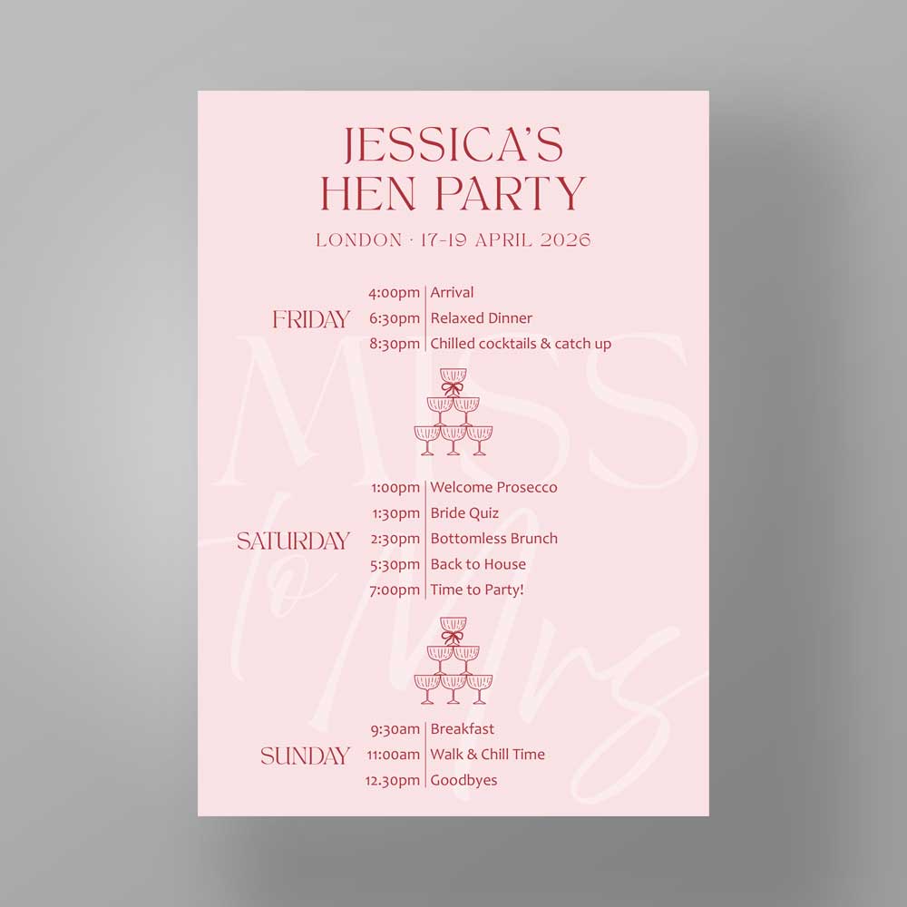 Show details for Bridal Blush - Hen Party Itinerary