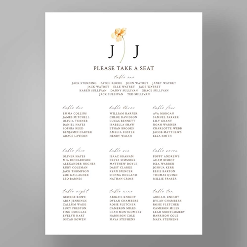 Show details for Golden Petals - Table Plan