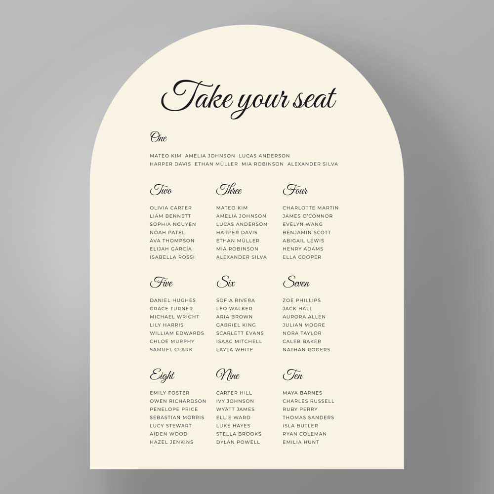 Show details for Ivory Arch - Table Plan