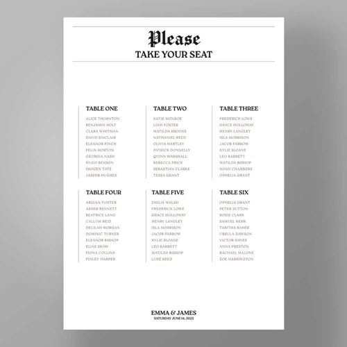 Show details for Headline Love - Table Plan