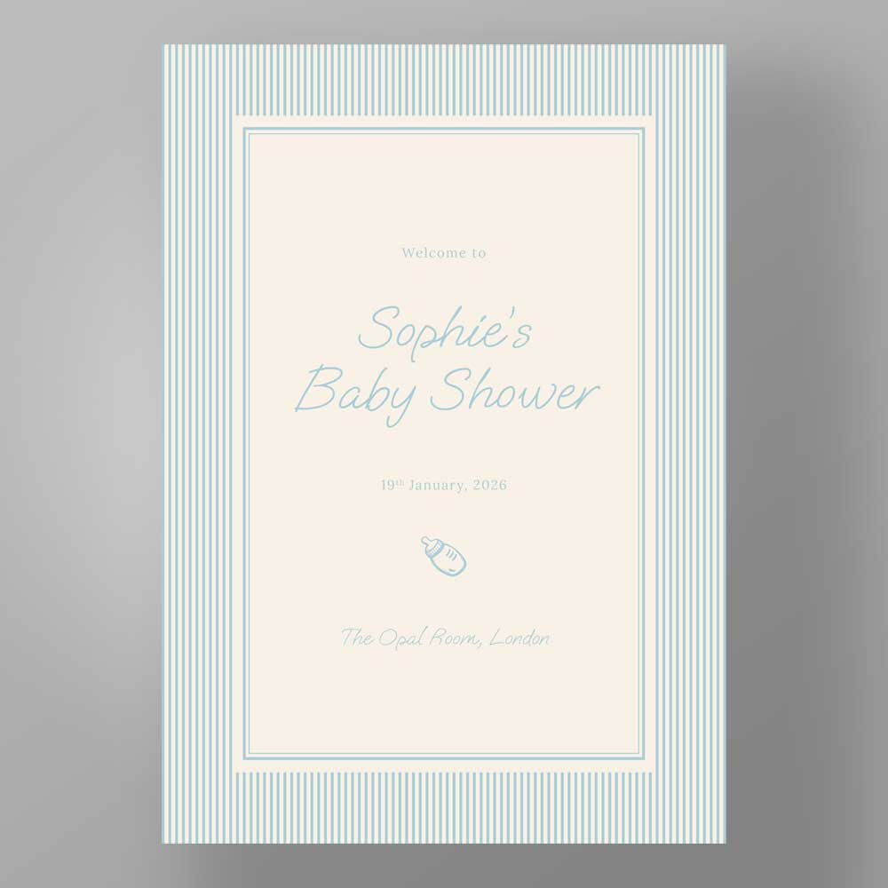 Show details for Blue Pinstripe Baby Shower - Welcome Board