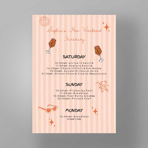Show details for Aperol Theme - Hen Party Itinerary