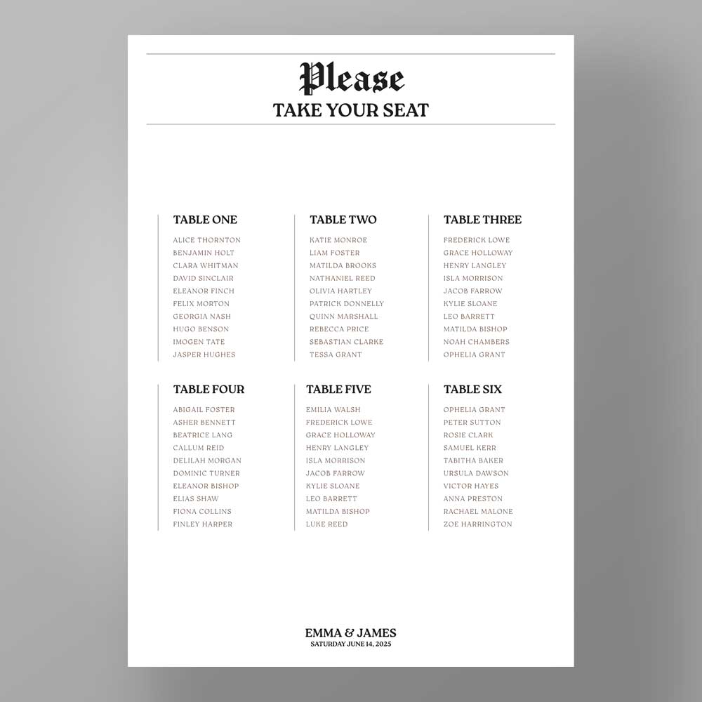 Show details for Headline Love - Table Plan