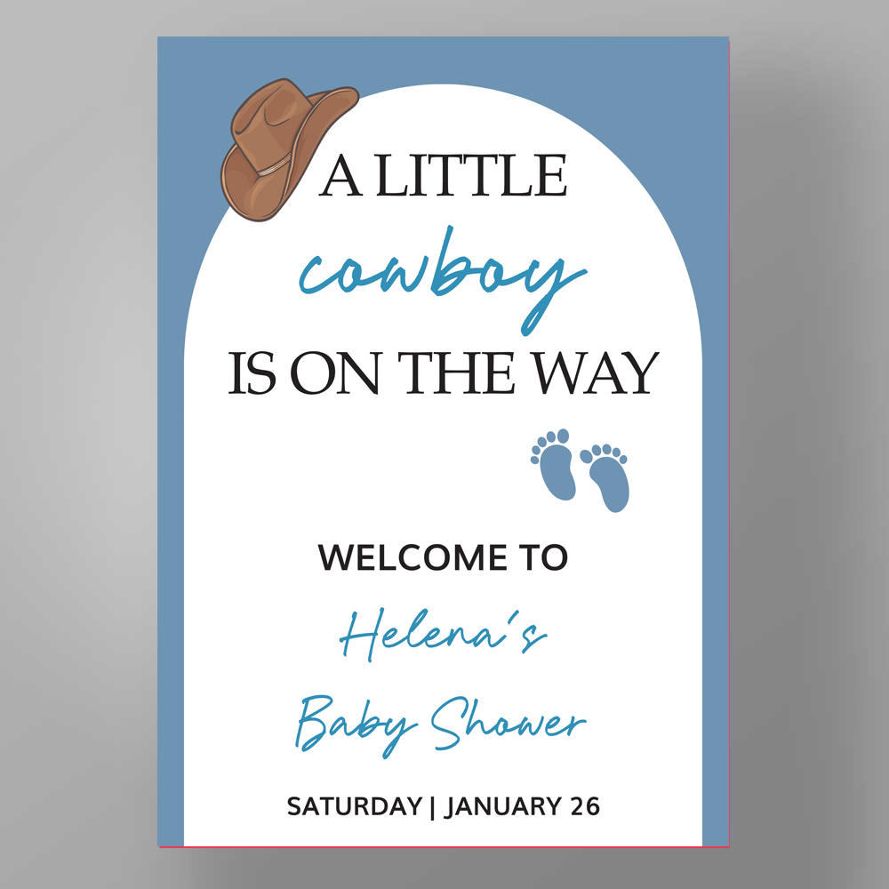 Show details for Cowboy is On the Way Baby Shower - Welcome Board
