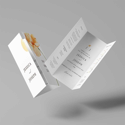 Show details for Golden Petals - Gatefold Wedding Invite