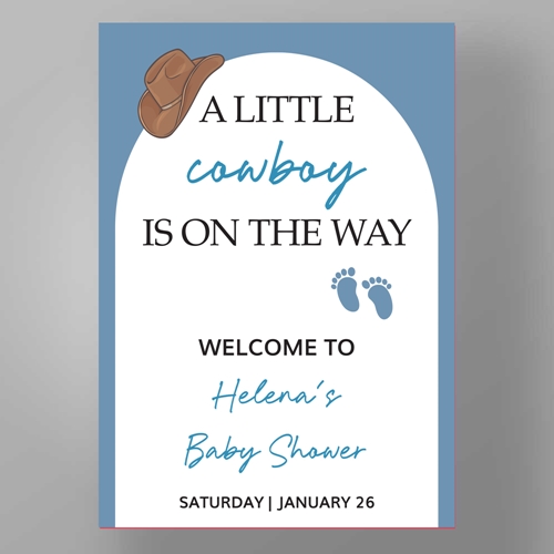Show details for Cowboy is On the Way Baby Shower - Welcome Board