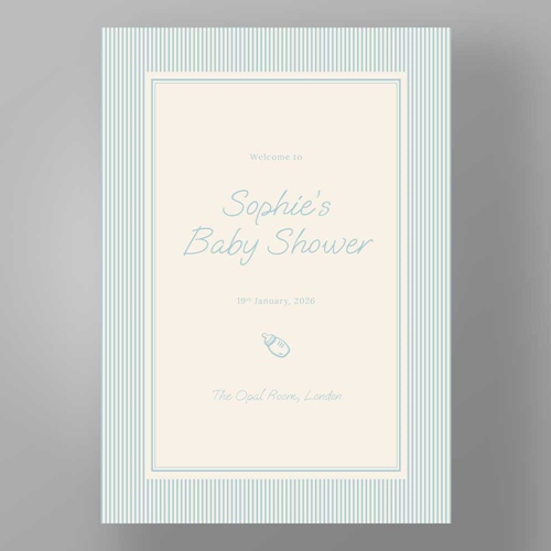 Show details for Blue Pinstripe Baby Shower - Welcome Board