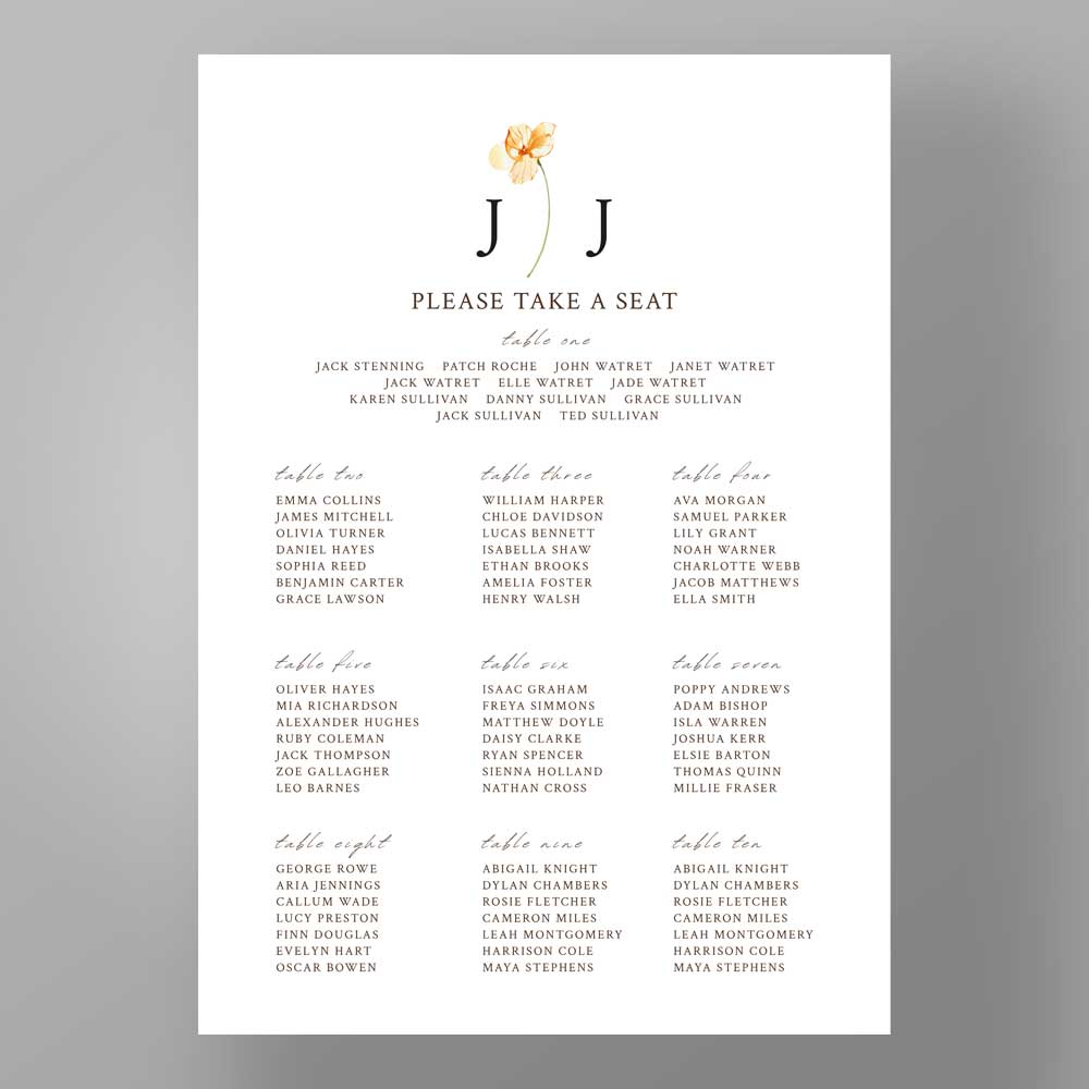 Show details for Golden Petals - Table Plan