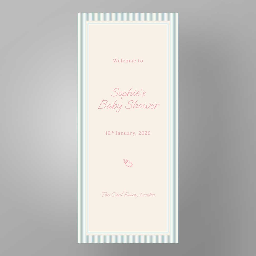 Show details for Blue Pinstripe Baby Shower - Fabric Sign
