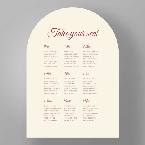 Show details for Ruby Arch - Table Plan