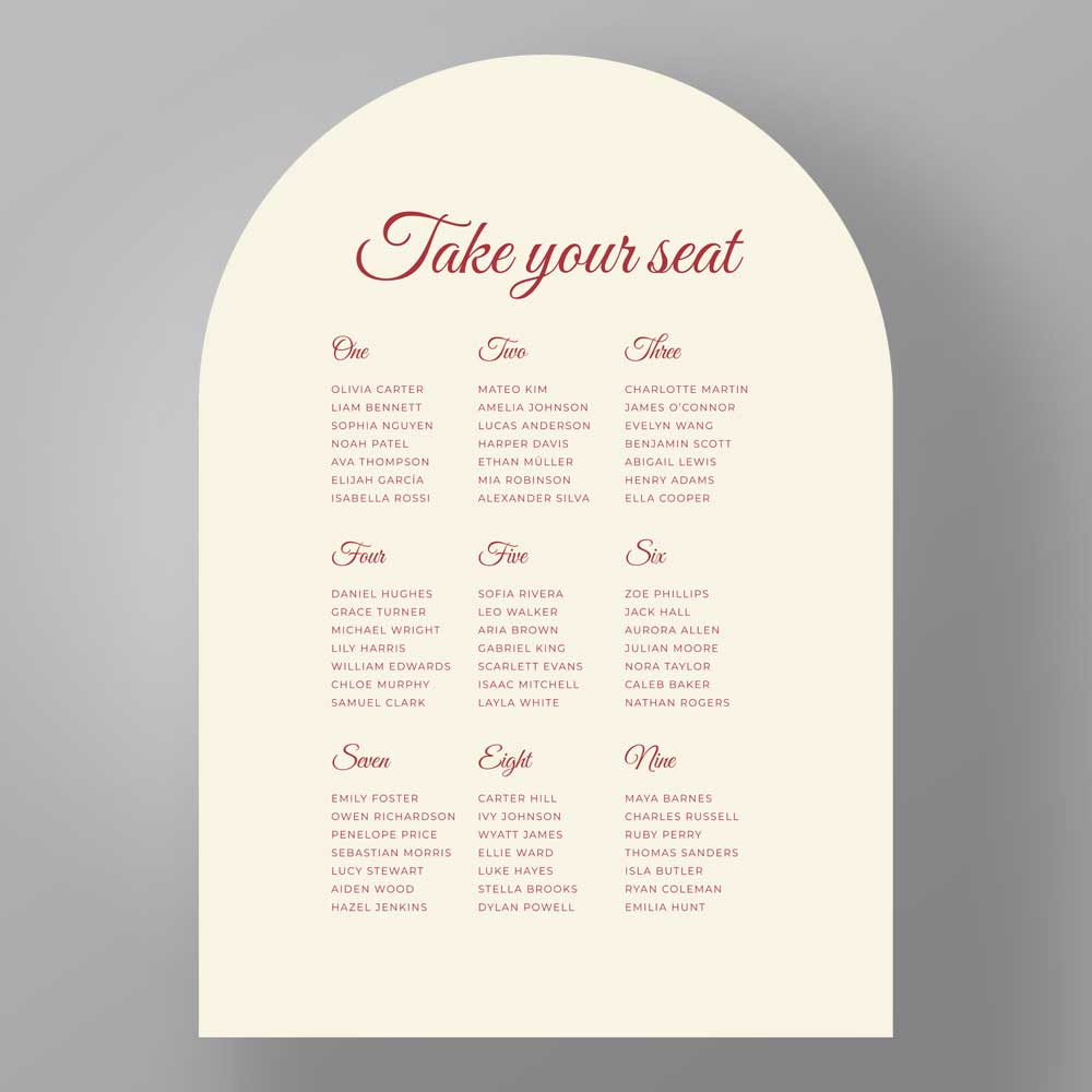 Show details for Ruby Arch - Table Plan