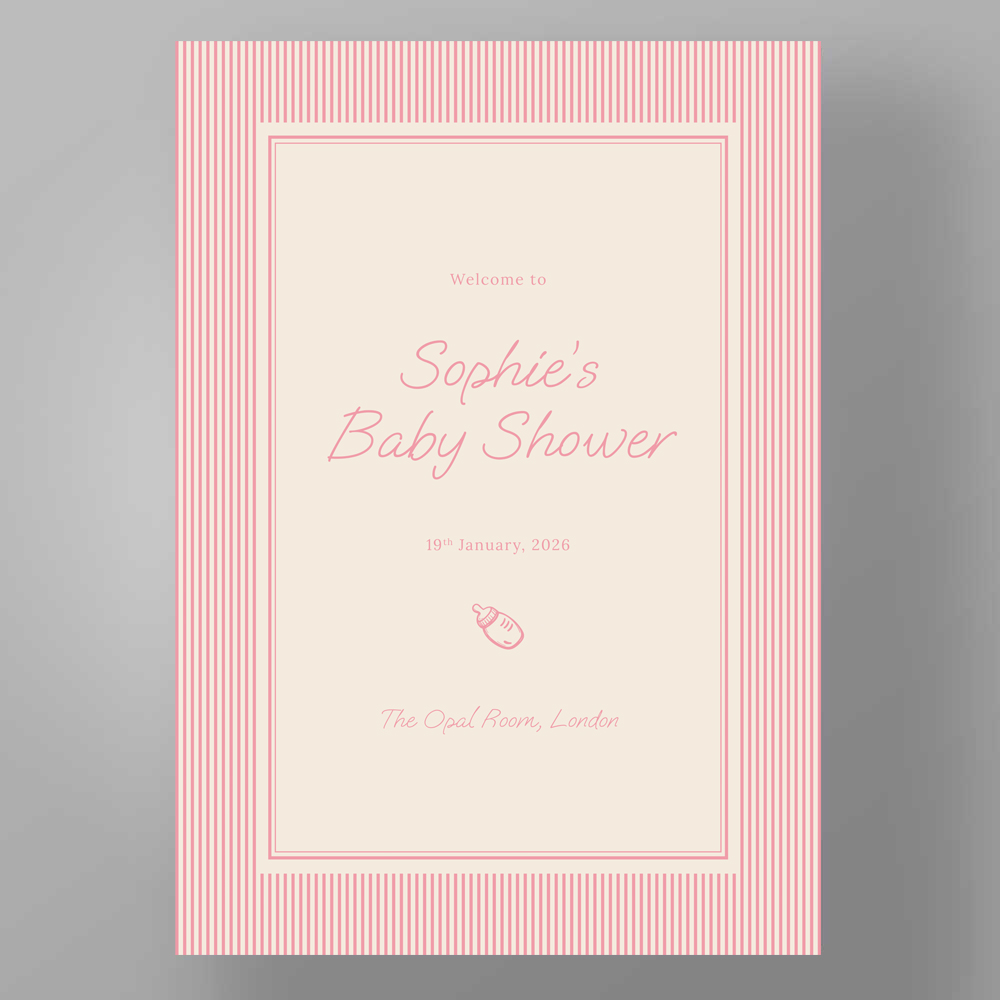 Show details for Blush Pinstripe Baby Shower - Welcome Board