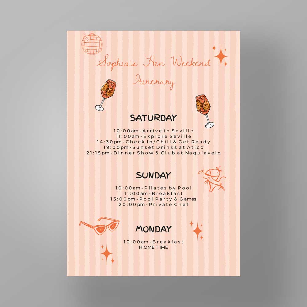 Show details for Aperol Theme - Hen Party Itinerary