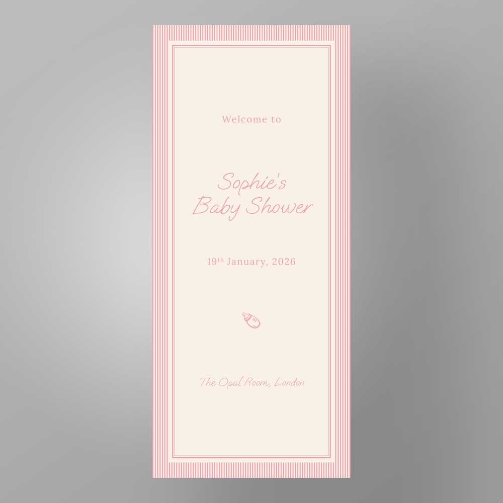 Show details for Pink Pinstripe Baby Shower - Fabric Sign