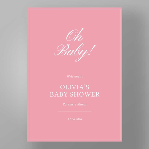Show details for Oh Baby Baby Shower - Welcome Board - Pink