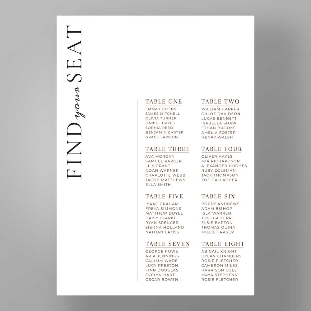 Show details for Kensington Edit - Table Plan