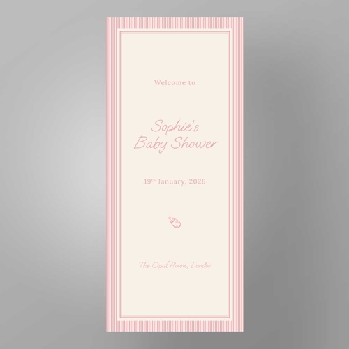 Show details for Pink Pinstripe Baby Shower - Fabric Sign