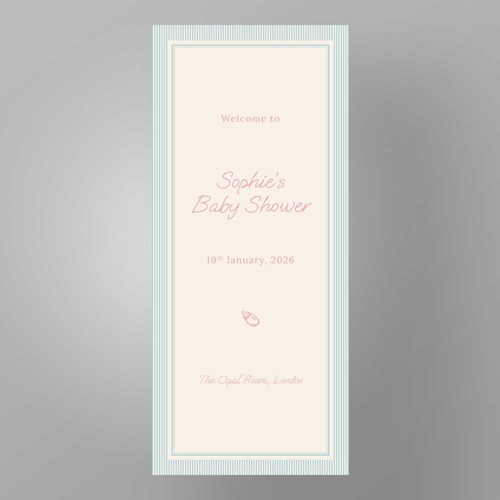 Show details for Blue Pinstripe Baby Shower - Fabric Sign