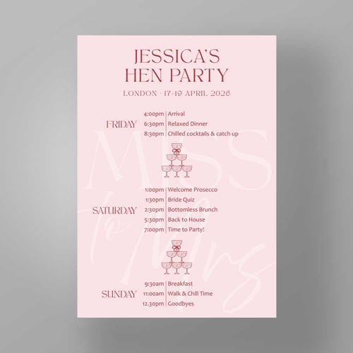Show details for Bridal Blush - Hen Party Itinerary