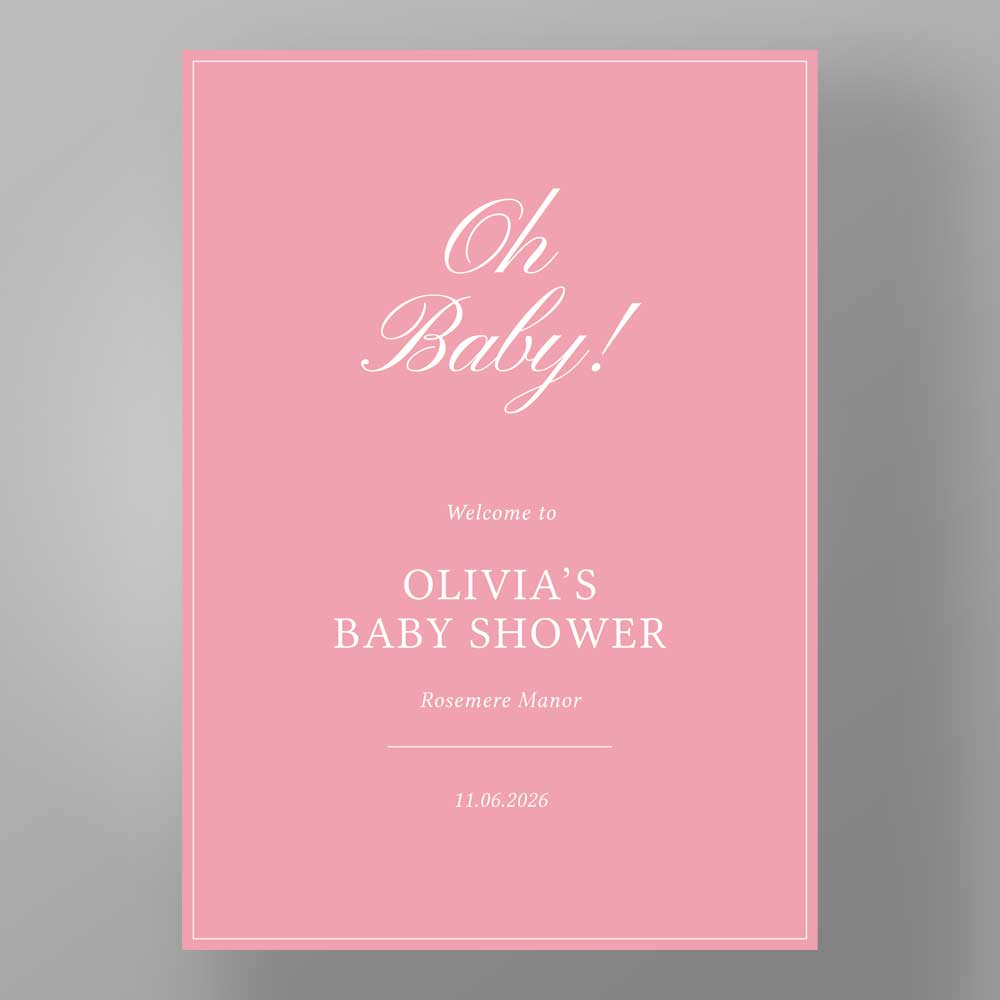 Show details for Oh Baby Baby Shower - Welcome Board - Pink